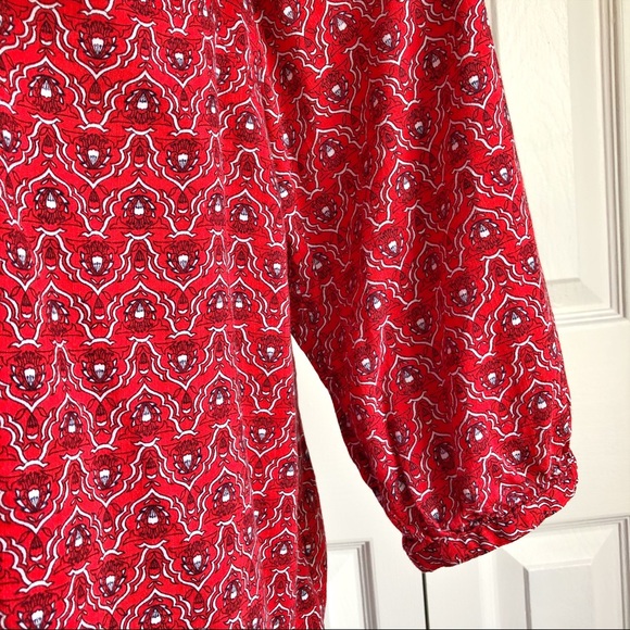 St. John's Bay Red Print Collarless Button Down Shirt 0X - Picture 7 of 12